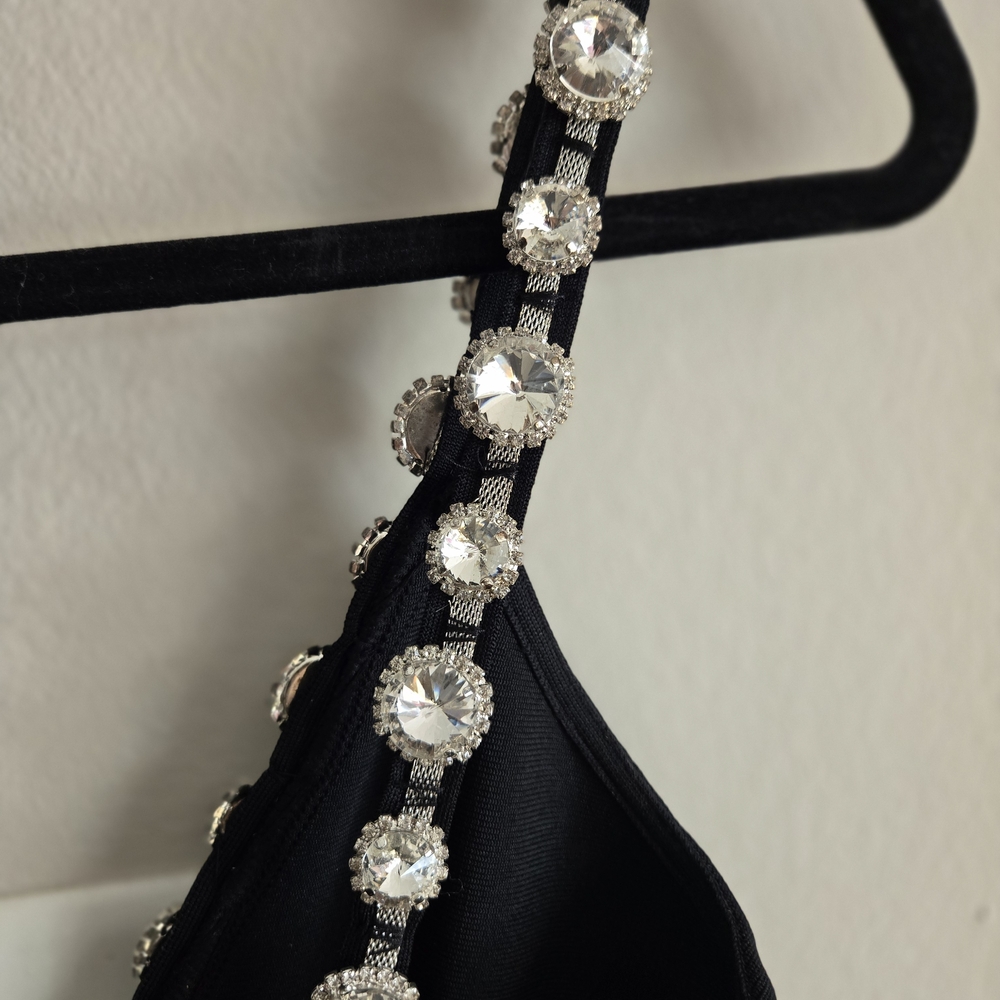 Fashion Nova Black Midi Dress with Pearl Accents - Picture 6 of 9